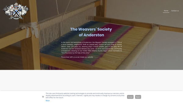 Screenshot of the Weavers Society Of Anderston website