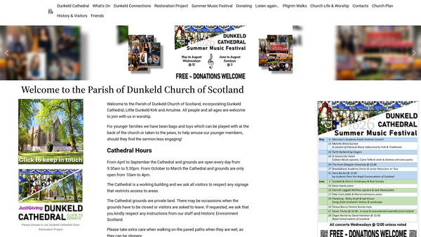 Screenshot of the The Parish of Dunkeld Church of Scotland website