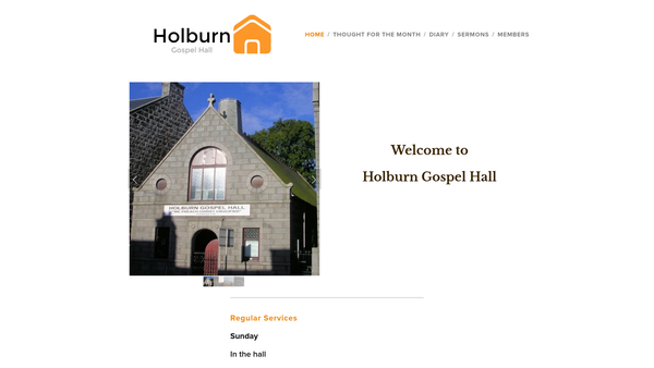 Screenshot of the Assembly Of Christians Holburn Hall website