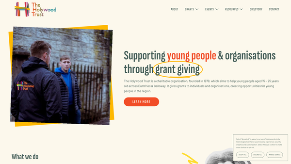 Screenshot of the Holywood Trust website