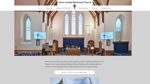 Screenshot of the Nairn United Reformed Church website