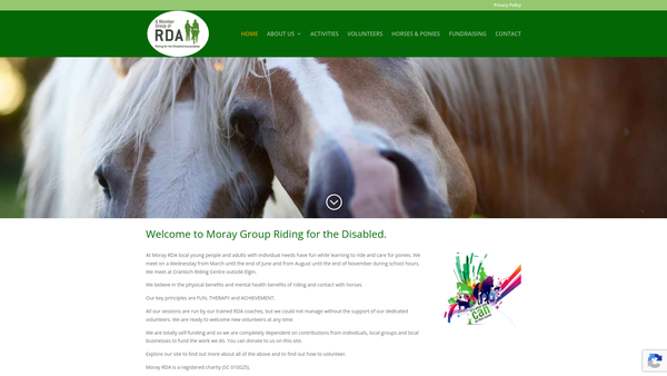 Screenshot of the Riding For The Disabled Moray (SCIO) website