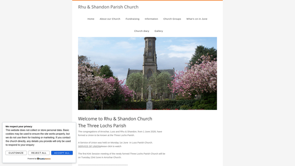 Screenshot of the The Three Lochs Parish Church of Scotland website