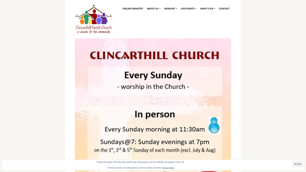 Screenshot of the Glasgow Clincarthill Church of Scotland website
