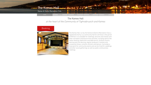 Screenshot of the Kames & District Recreation Club website