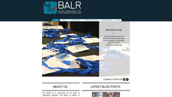 Screenshot of the British Association For Lung Research website