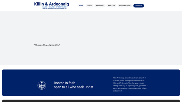 Screenshot of the Killin & Ardeonaig Parish Church of Scotland website