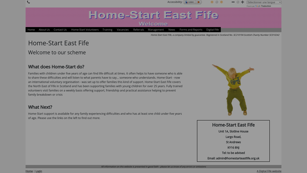 Screenshot of the Home-Start East Fife website