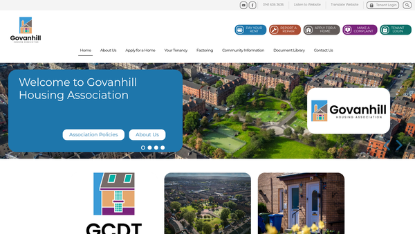 Screenshot of the Govanhill Housing Association Ltd website