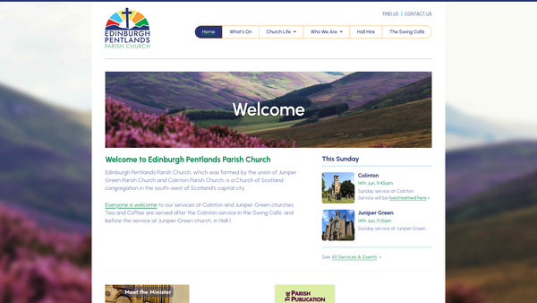 Screenshot of the Edinburgh Pentlands Parish Church of Scotland website