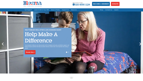 Screenshot of the British Limbless Ex-Service Men's Association website