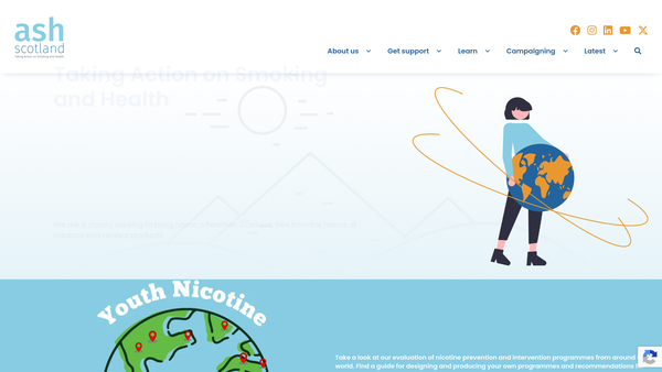 Screenshot of the Action On Smoking & Health (Scotland) website