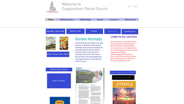 Screenshot of the Craiglockhart Parish Church, Edinburgh (Church of Scotland) website