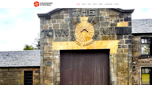 Screenshot of the Strathaven Town Mill Arts and Heritage Centre website