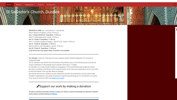 Screenshot of the St Salvadors Episcopal Church: Dundee website