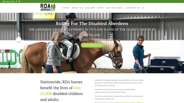 Screenshot of the Riding For The Disabled Aberdeen Group website