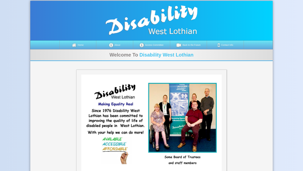 Screenshot of the West Lothian Voluntary Council For Disabled People Ltd website