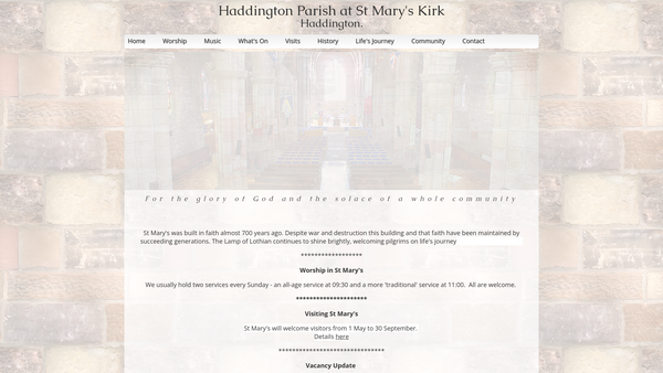 Screenshot of the Haddington Parish (Church of Scotland) website