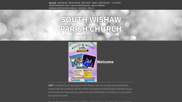 Screenshot of the South Wishaw Parish Church of Scotland website