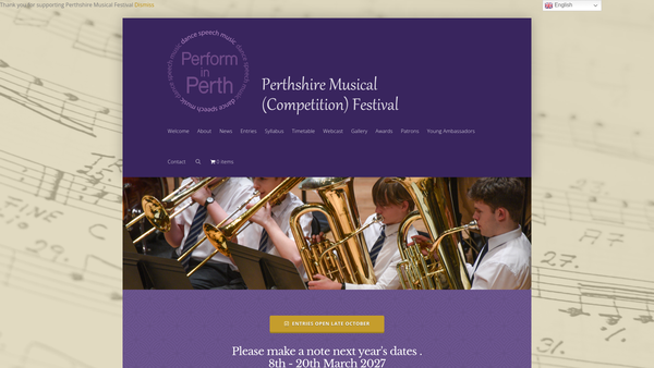 Screenshot of the Perthshire Musical Competition Festival Assoc website