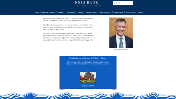 Screenshot of the Ness Bank Church of Scotland, Inverness website
