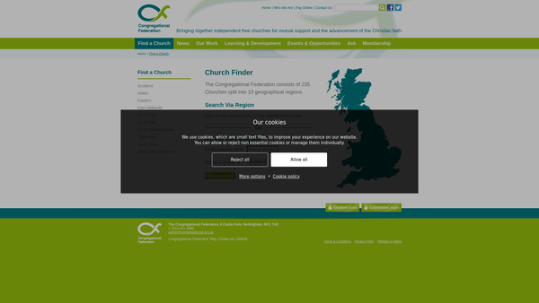 Screenshot of the Cathcart Congregational Church website