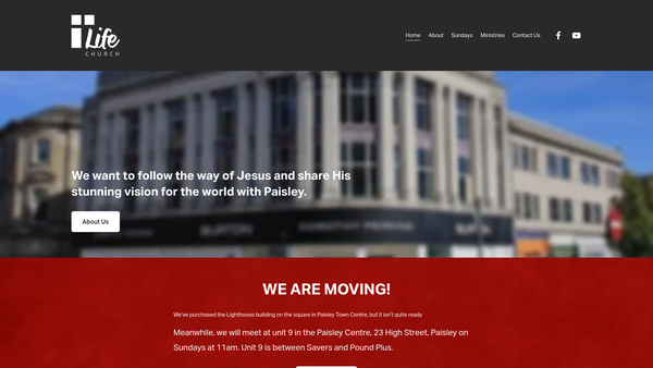 Screenshot of the Life Church website