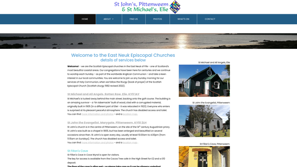 Screenshot of the St Johns Episcopal Church: Pittenweem website