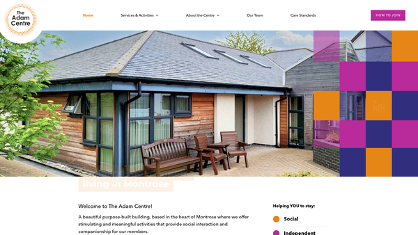 Screenshot of the The Adam Centre website