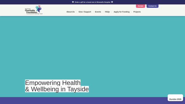 Screenshot of the Tayside NHS Board Endowment Funds website