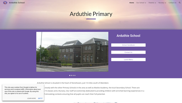 Screenshot of the Arduthie Primary School Fund website