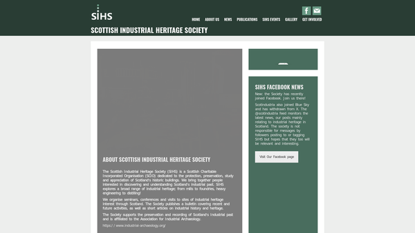 Screenshot of the Scottish Industrial Heritage Society SCIO website