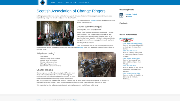 Screenshot of the Scottish Assoc Of Change Ringers Bell Restoration Fund website