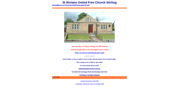 Screenshot of the St Ninians United Free Church Of Scotland: Stirling website