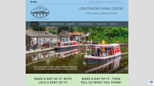 Screenshot of the Linlithgow Union Canal Society website