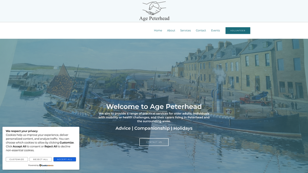 Screenshot of the Age Peterhead website