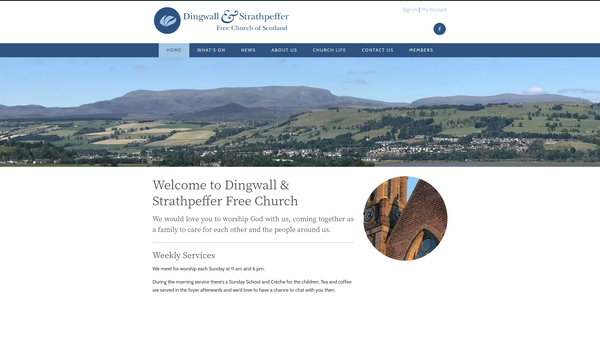 Screenshot of the Dingwall Free Church website