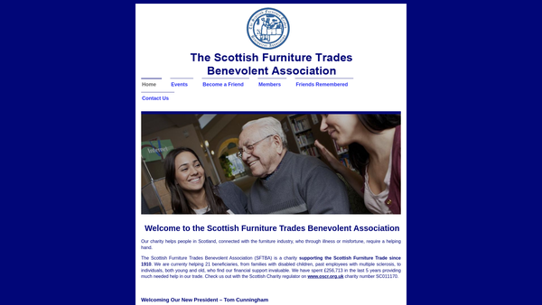 Screenshot of the Scottish Furniture Trades Benevolent Association website