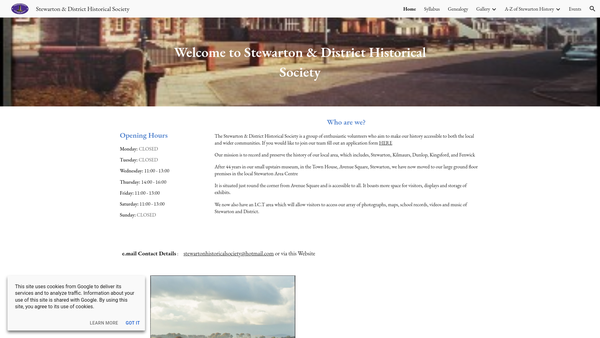 Screenshot of the Stewarton & District Historical Society website