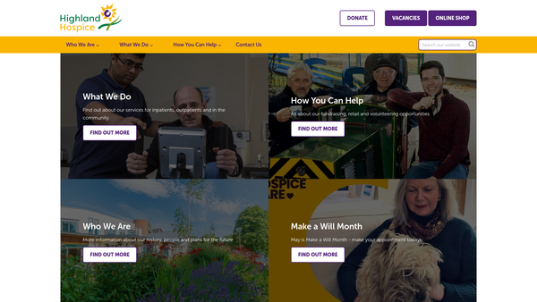 Screenshot of the Highland Hospice website