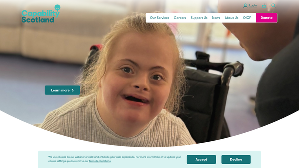 Screenshot of the Capability Scotland website