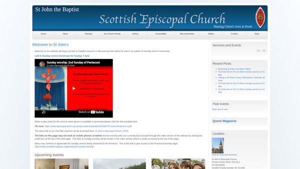 Screenshot of the St John's Episcopal Church, Perth website