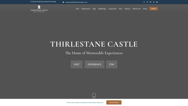 Screenshot of the Thirlestane Castle Trust website