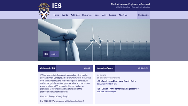 Screenshot of the The Institution of Engineers in Scotland website