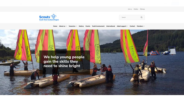 Screenshot of the South West Scotland Regional Scout Council website