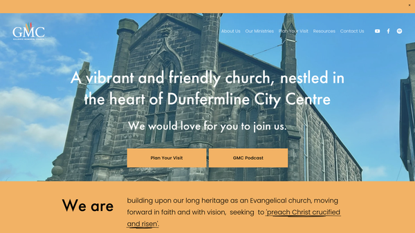 Screenshot of the Dunfermline Gillespie Memorial Church of Scotland website