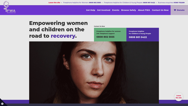 Screenshot of the Fife Women's Aid website