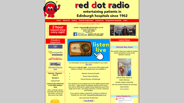 Screenshot of the Edinburgh Hospital Broadcasting Service website