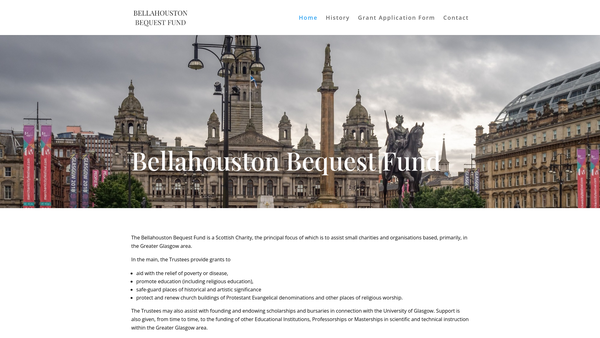 Screenshot of the Bellahouston Bequest Fund website