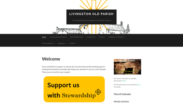 Screenshot of the Livingston Old Parish Church of Scotland website